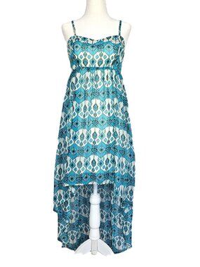 Forever 21 | Boho High Low Dress | Turquoise Sundress | Smocked S